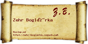 Zehr Boglárka névjegykártya